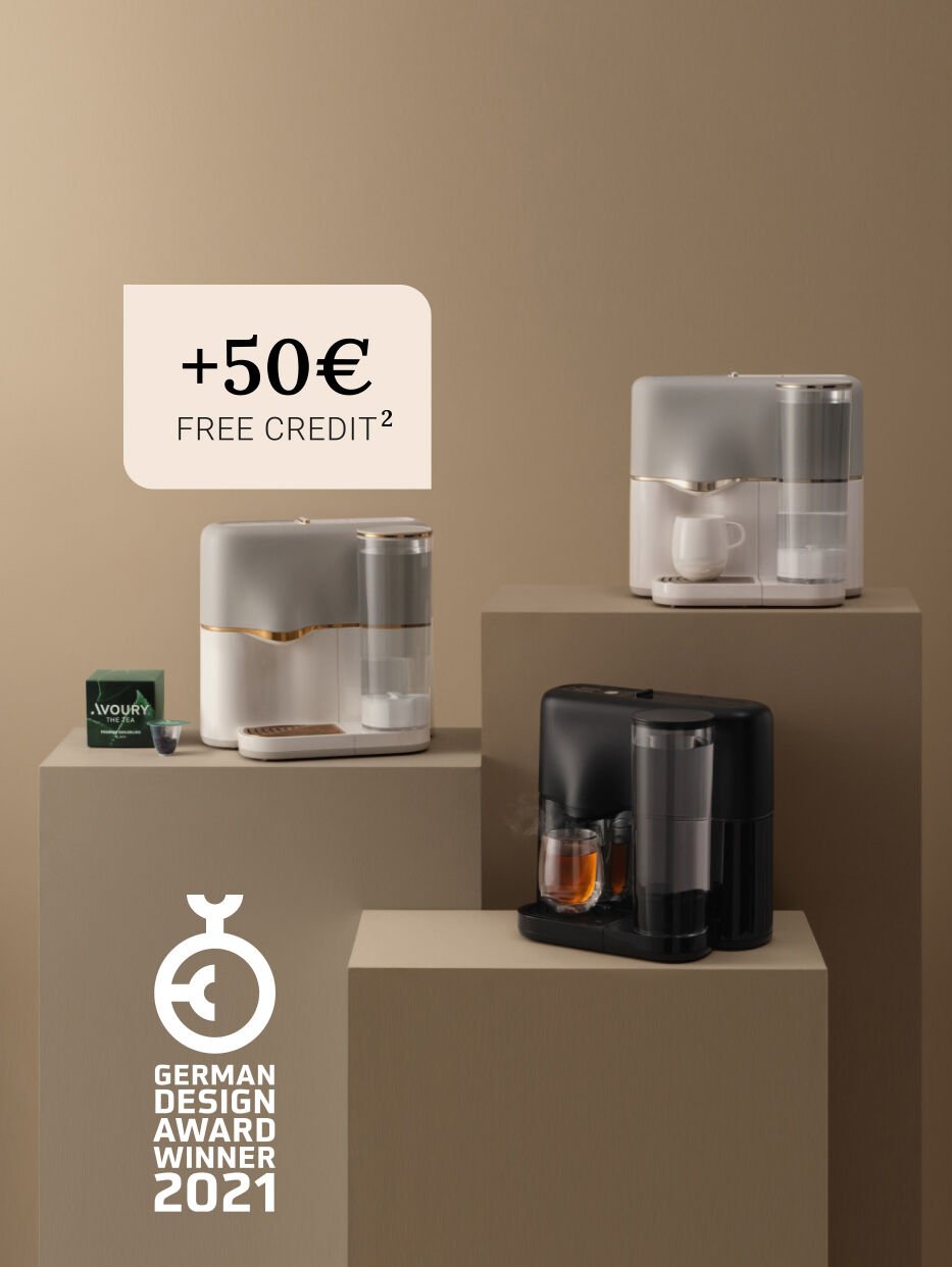 Avoury tea machines on beige background cover