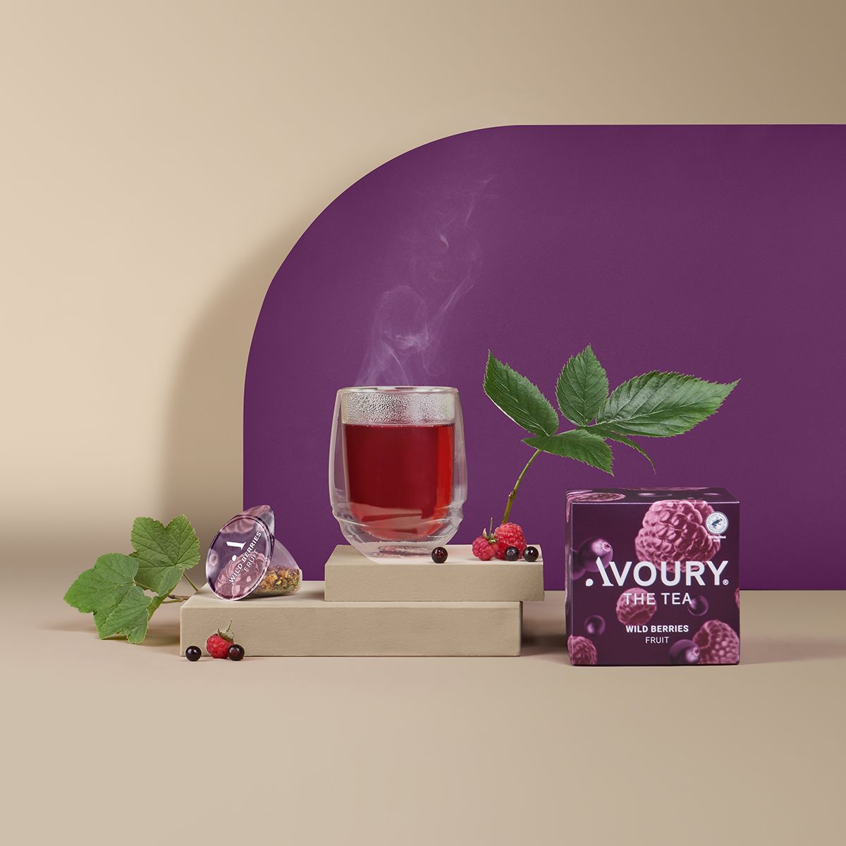Wild Berries tea box with teaser "NEW" cover