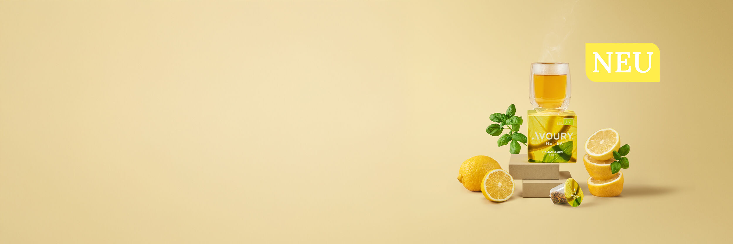 Avoury Italian Lemon Teepackung mit Zitrone und Basilikum