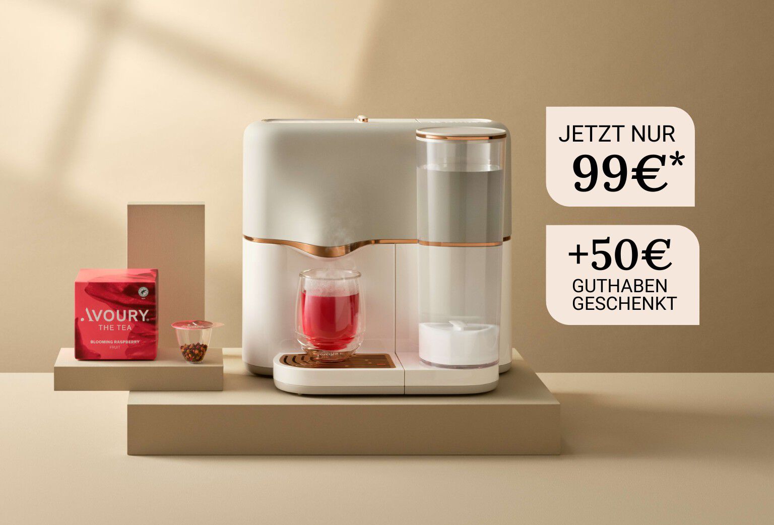 Avoury Teemaschine mit Aktionskommunikation
