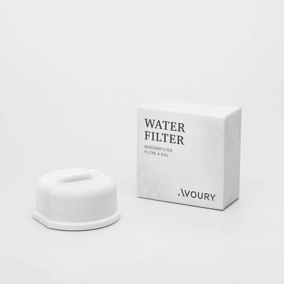 water filter white packaging with content
