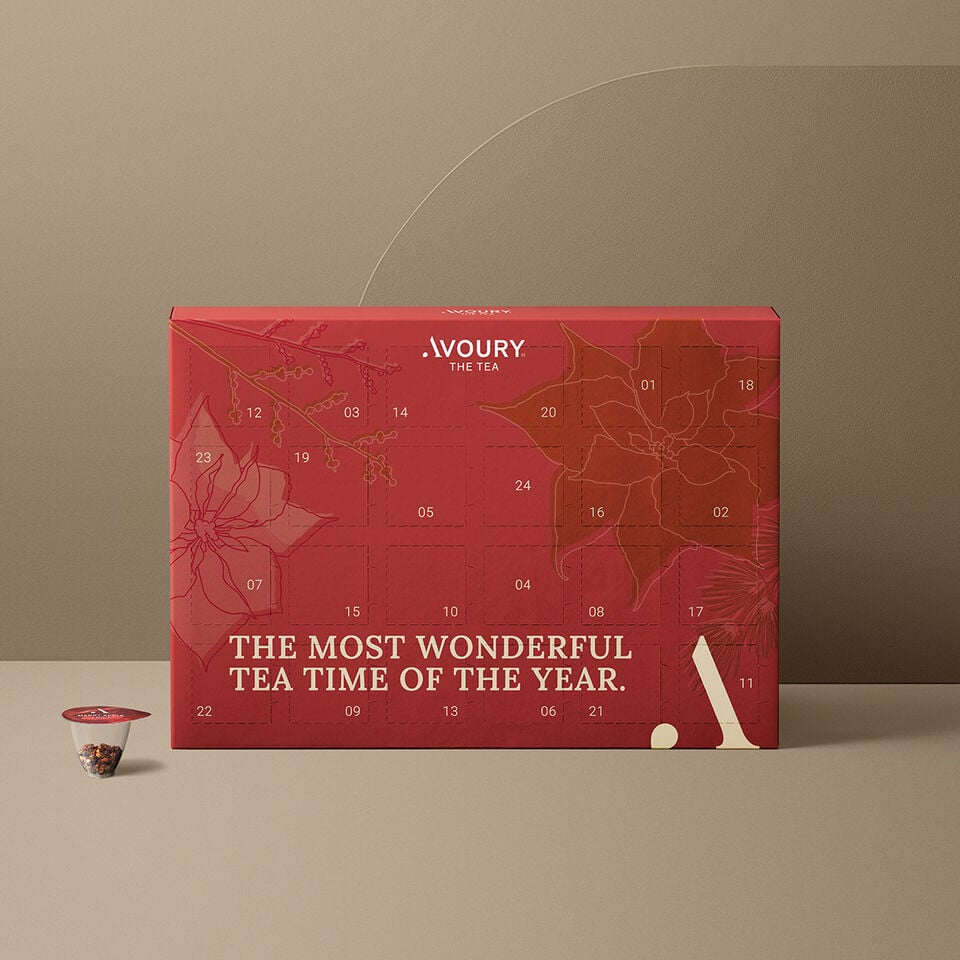 Adventskalender Avoury in Rot Frontansicht