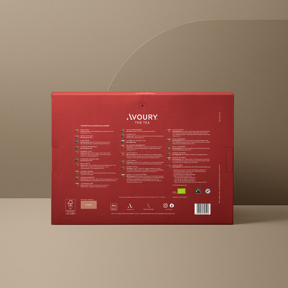 Adventskalender Avoury in Rot Rückansicht