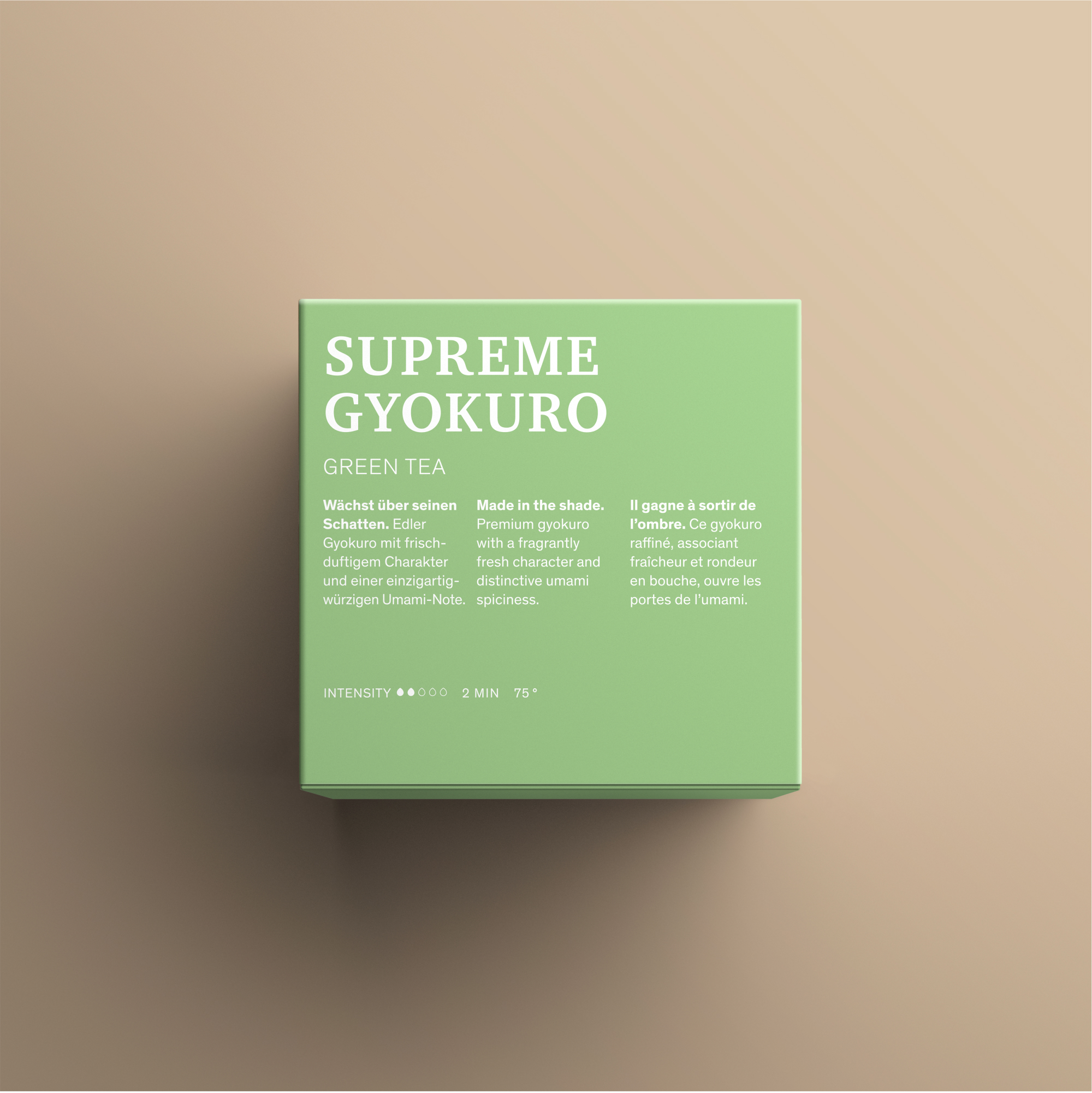 Supreme Gyokuro Teeverpackung Rückseite